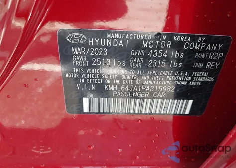 2023 Hyundai Sonata Sel from USA, damaged, VIN KMHL64JA1PA315982